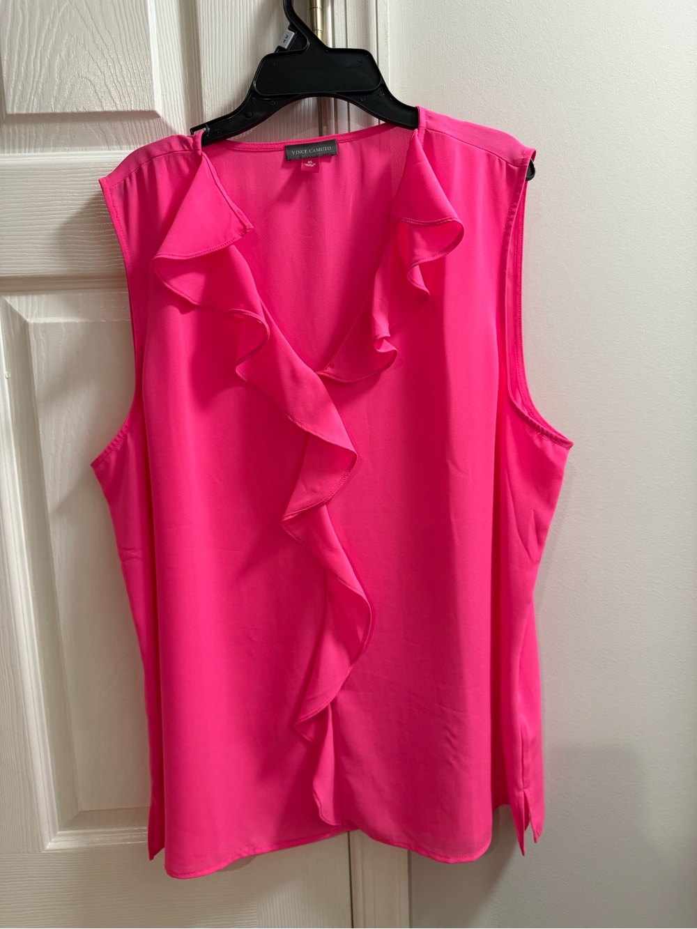 Vince Camuto Hot Pink Ruffle V-Neck Sleeveless Camisole
